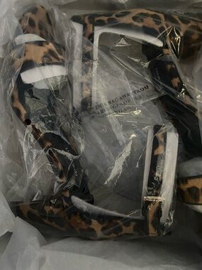 Nine West Leopard Print Heeled Sandals - Brown and Black